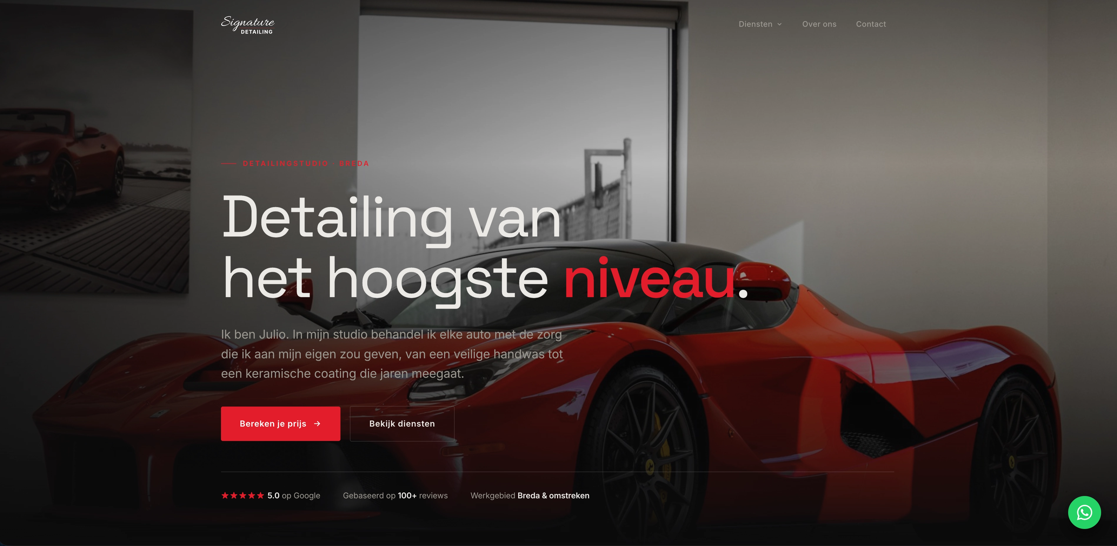 Website Signature Detailing, autodetailing in Breda, gebouwd door VDV Software